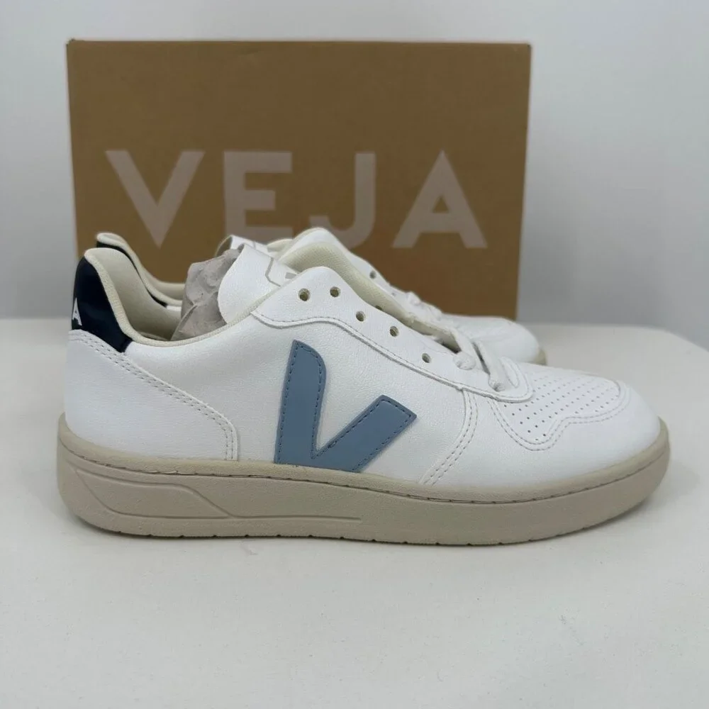 Veja V-10 CWL Sneakers sz 5 Women's 36 EU White/Steel/Nauti Vegan Leather BRAZIL - Picture 6 of 15